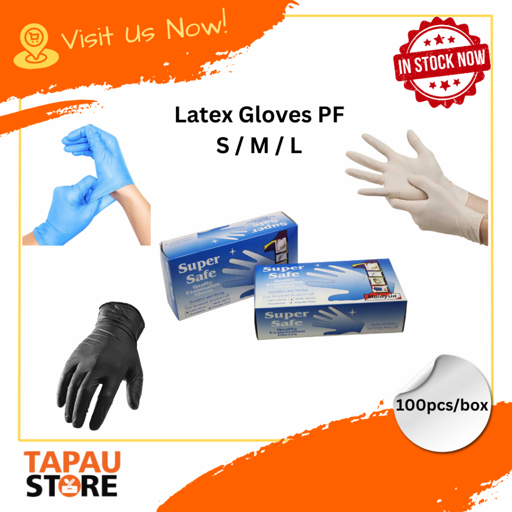 (100PCS) Disposable Latex Examination Gloves - Rubber (Blue / White ...