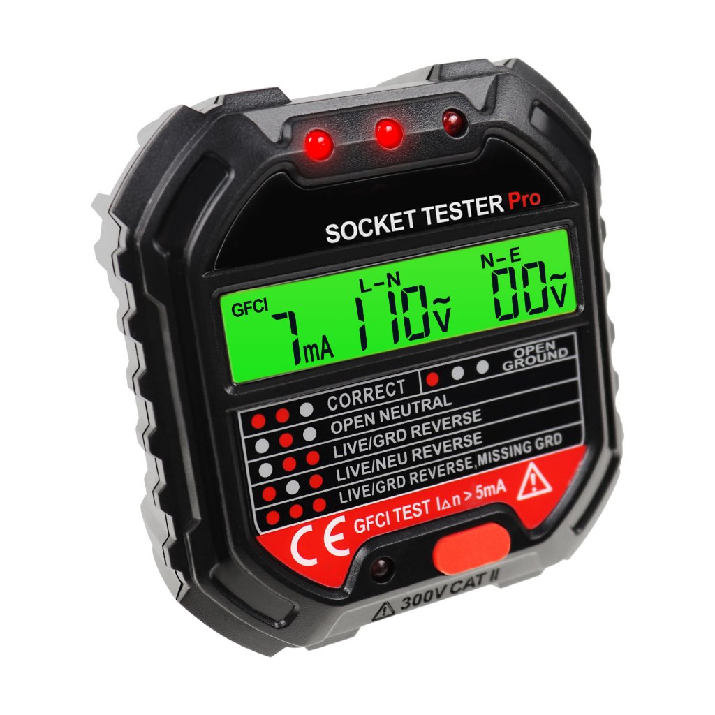 Socket Tester Receptacle Detector with Red Light Test Result Indicator ...