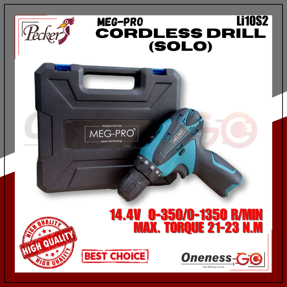 MEG PRO CORDLESS DRILL SOLO 14.4V 0 350 0 1350 R MIN MAX TORQUE 21 23N.M Shopee Malaysia