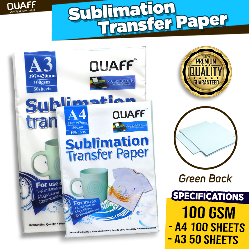 Quaff Sublimation Transfe Paper 100gsm A3 And A4 Quick Dry Sublimation