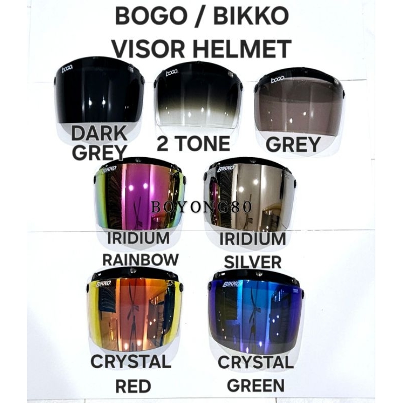 VISOR HELMET BOGO / BIKKO 3 BOTTON 2 TONE / IRIDIUM / CRYSTAL / SIANG