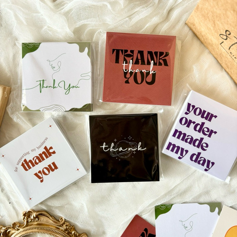 (35pcs) Aesthetic Simple Thank You Card Packaging Square Parcel 感谢卡 Shopee Malaysia