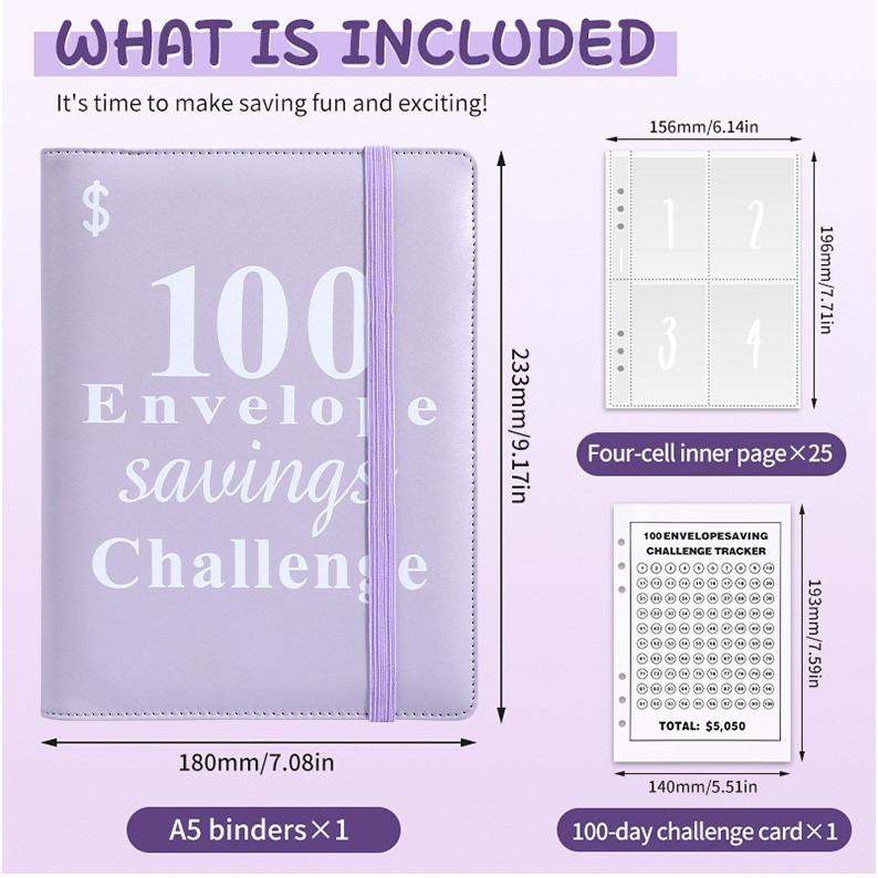 【In Stock】A5 100 Days Envelope Challenge Loose-leaf Notebook Set Couple ...