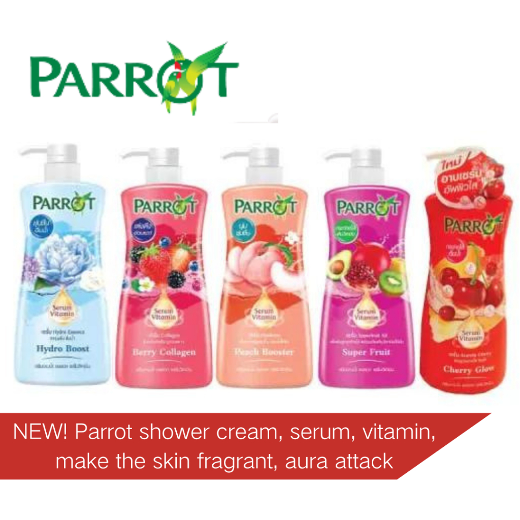 PARROT Shower Cream Serum Vitamin Peony Aura, Peach, Super Fruit, Berry