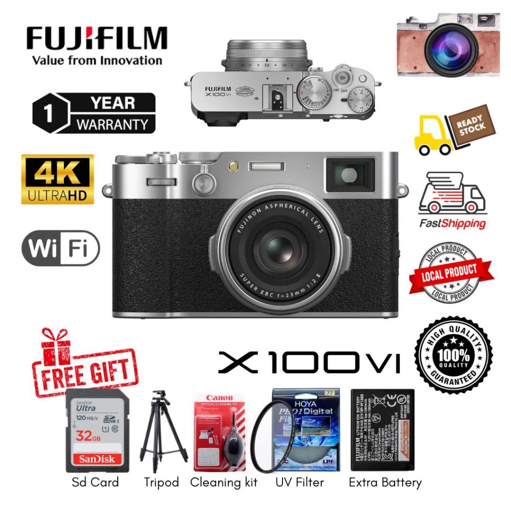 FUJIFILM X100Vi APSC Format Point and Shoot Digital Camera (1 Year