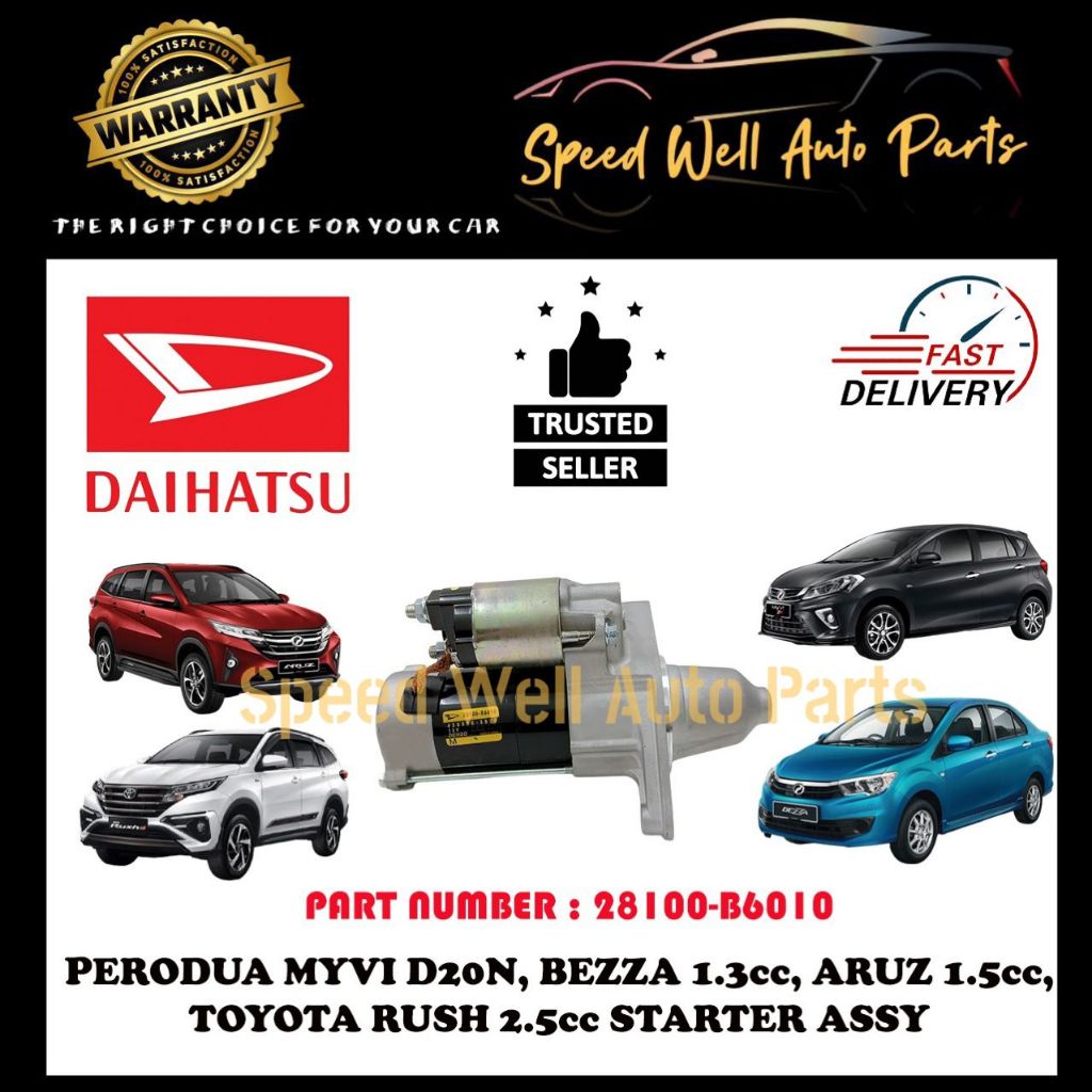 PERODUA MYVI D20N, BEZZA 1.3cc, ARUZ 1.5cc, TOYOTA RUSH (AUTO/MANUAL) STARTER ASSEMBLY DAIHATSU