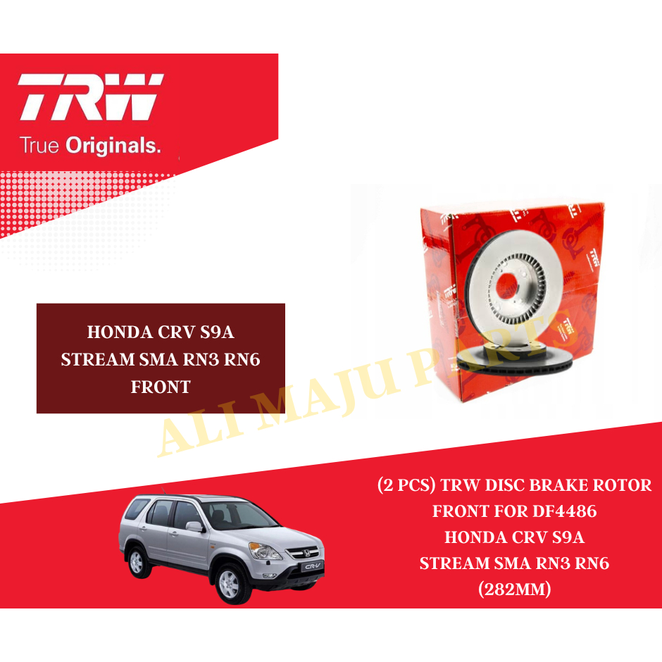(2 pcs) TRW Disc Brake Rotor Front DF4486 /Rear DF7170 Honda CRV S9A ...