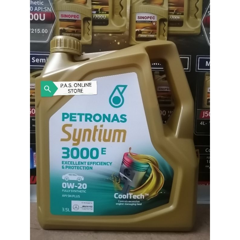 PETRONAS SYNTIUM 3000E 0W20 3.5L FULLY SYNTHETIC ENGINE OIL API SN PLUS ...