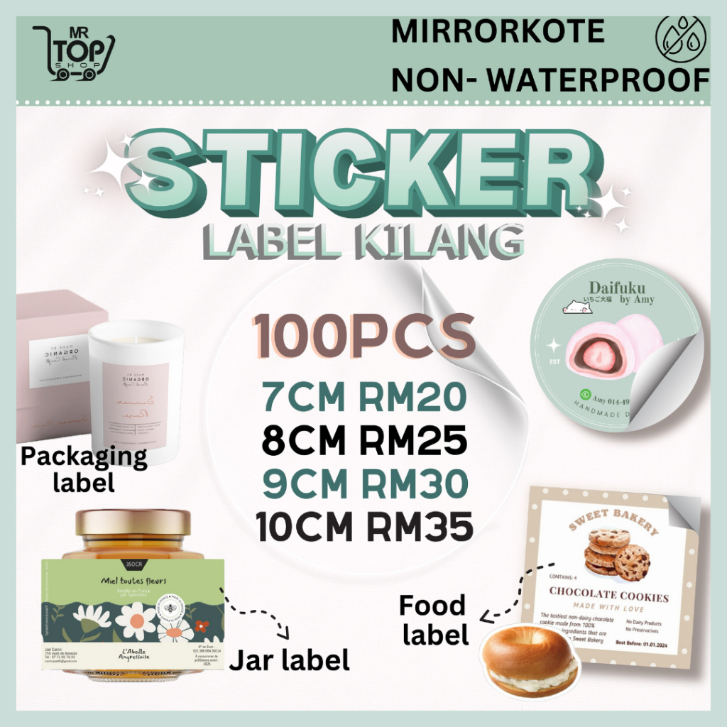 Sticker Label | Sticker Product 7cm/8cm/9cm/10cm Sticker Mirrorkote ...