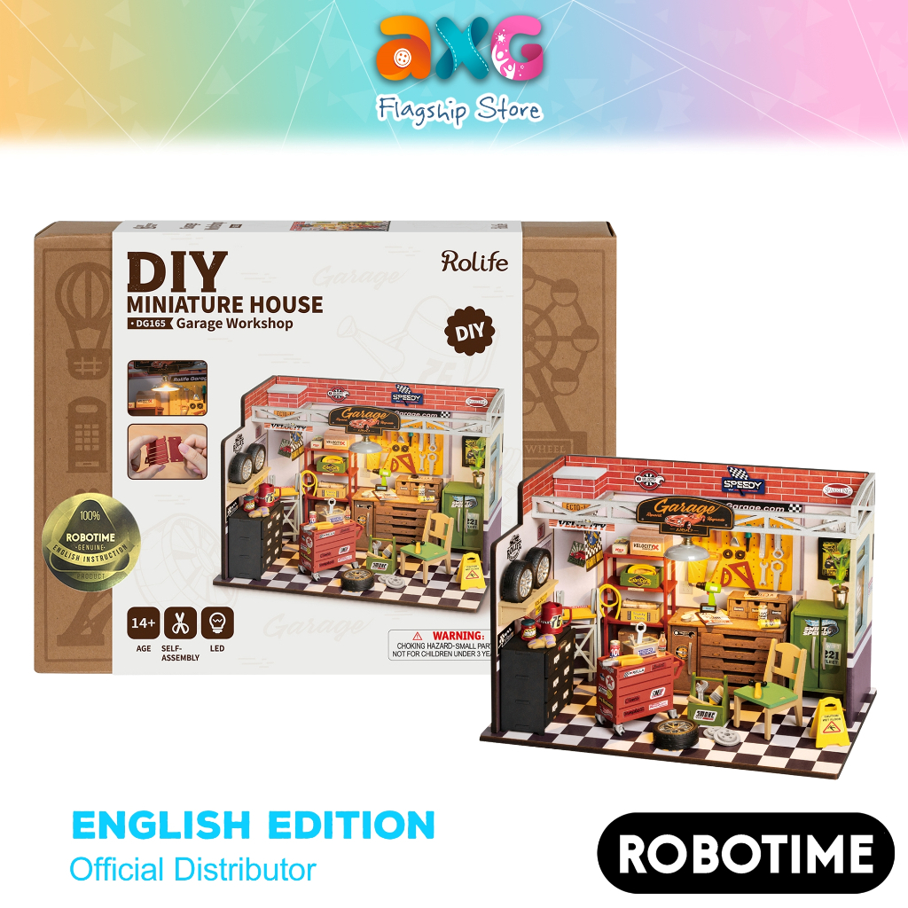 Robotime Rolife Garage Workshop DIY Wooden Miniature Dollhouse (DG165 ...