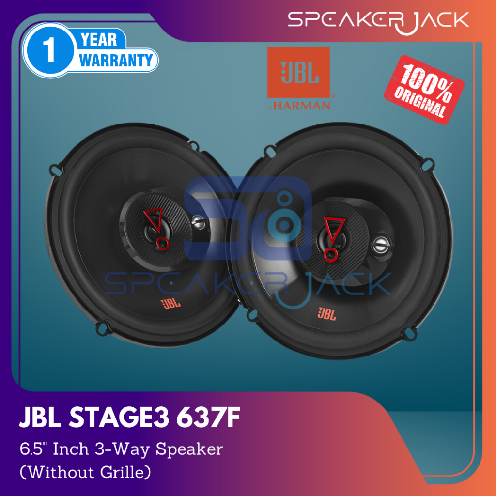 JBL Stage3 637F 6.5" 3-Way 225Watts Peak Power Car Audio Speakers ...