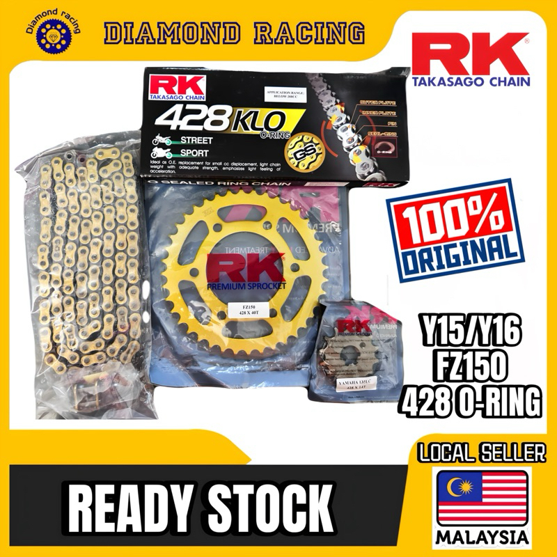 428 YAMAHA Y15/Y16/FZ150 RK SPROCKET COMBO RK/DIAMOND RACING GOLD CHAIN ...