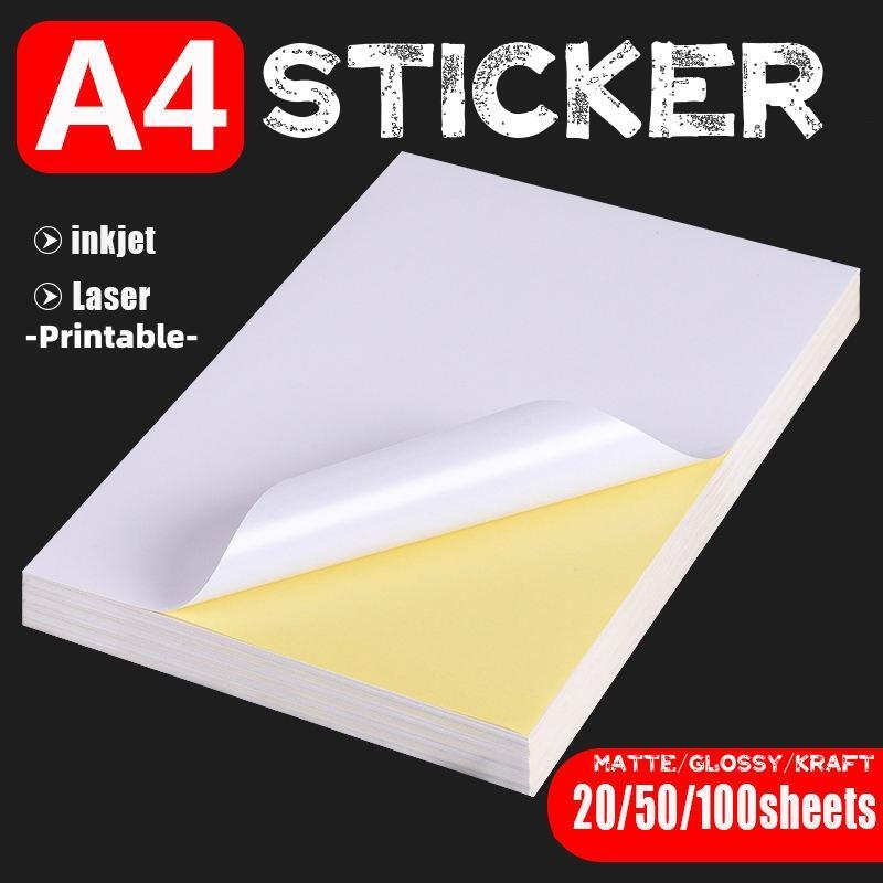 Printable Sticker Paper A4 SIZE matte/glossy/kraft for laser/Inkjet ...