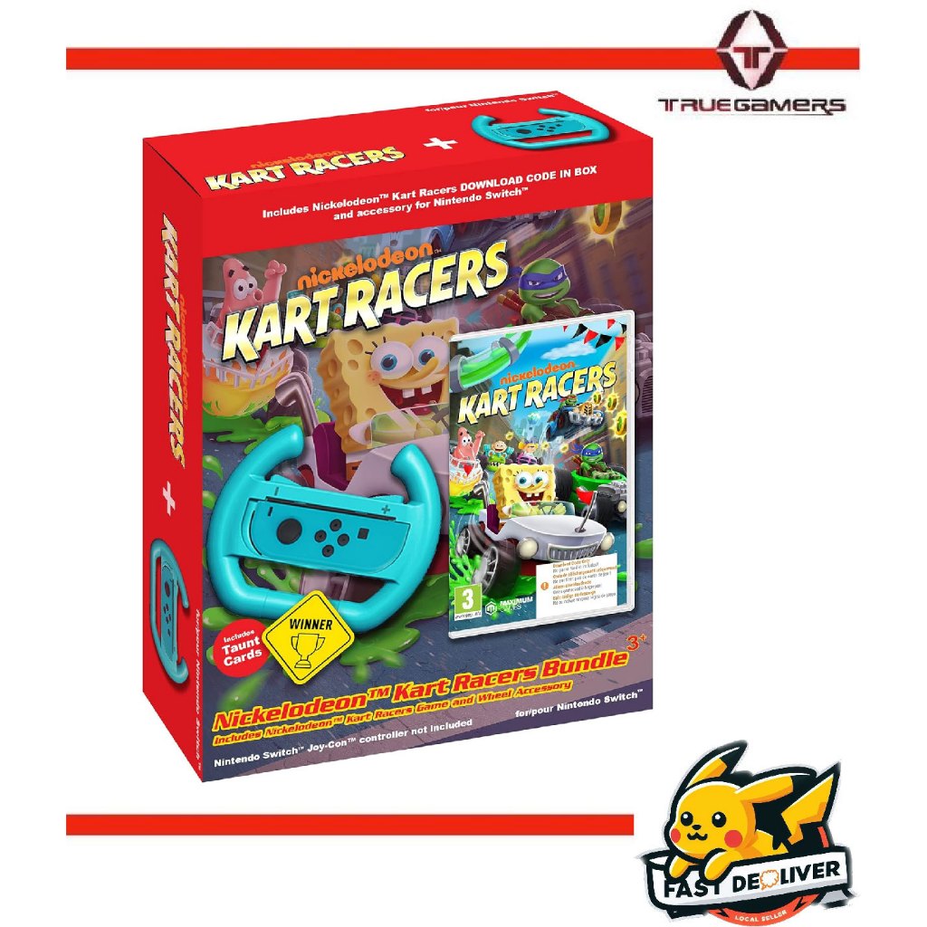 Nintendo Switch Nickelodeon Kart Racers Bundle + Wheel Accessory ...