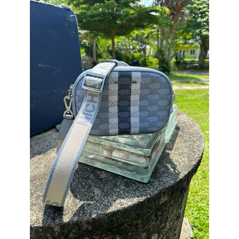 MK Jet Set Travel Medium Logo Stripe Crossbody PRELOVED Michael Kors NEGOTIABLE Shopee Malaysia