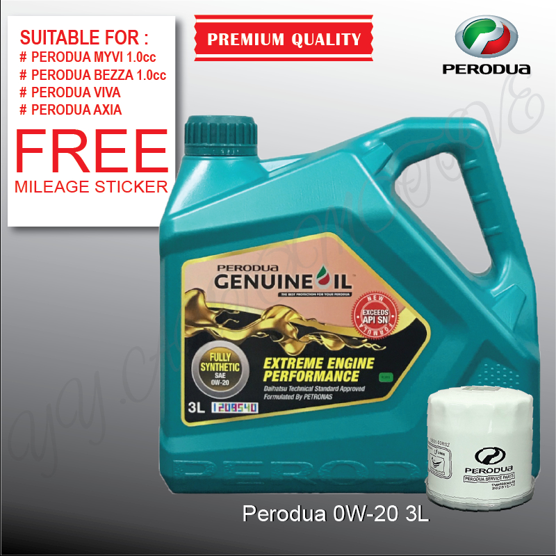 NEW ORI PERODUA FULLY 0W20 3L BEZZA 1.0 AXIA 1.0 VIVA KENARI KELISA ...
