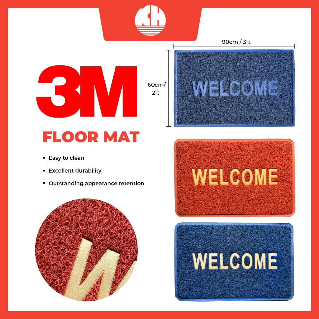 3M 3 x2 Alas Kaki Lap Kaki Pintu Door Mat Coil Mat Carpet Floor Mat 