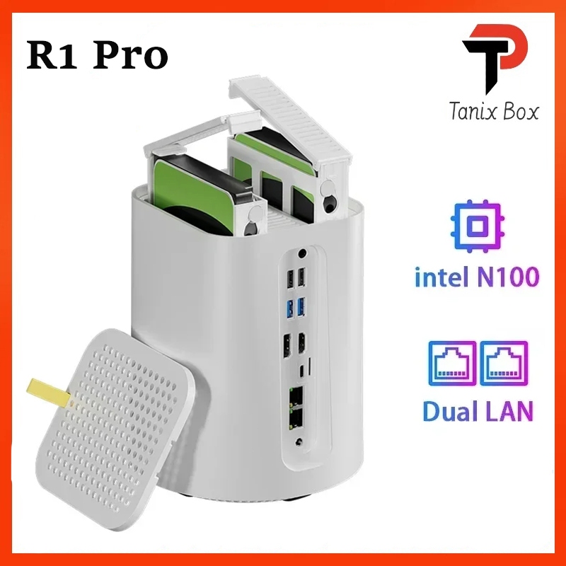 NAS R1 Intel N100 Server Soft Router Mini PC Windows 11 Computer Dual 2 ...