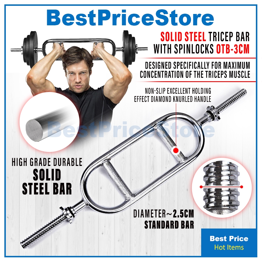BPS Body SOLID Gym Grade 3cm Standard Bars 6.7kg Tricep Bar Tricep Bicep Pole Gym Weight Lifting Barbell Workout OTB 3CM Shopee Malaysia
