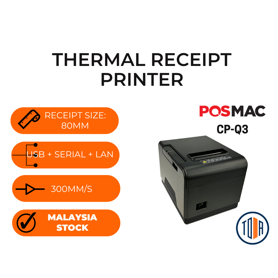 POSMAC CPQ3 Thermal Receipt Printer 80mm Storehub Printer (USB+Serial