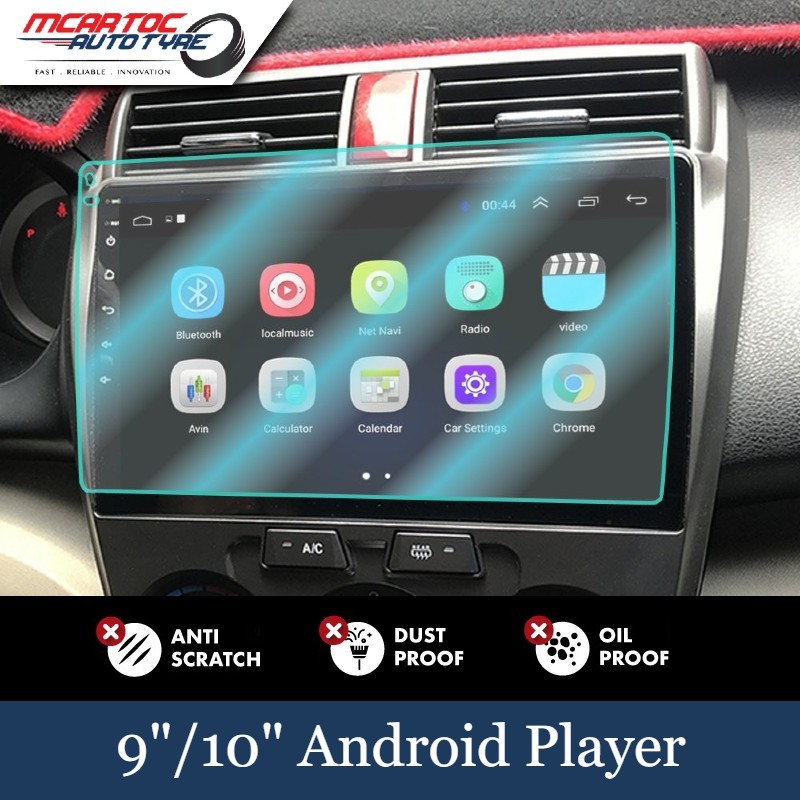 9/10-Inch Car Android Player Tempered Glass Screen Protector (Mic & RST ...