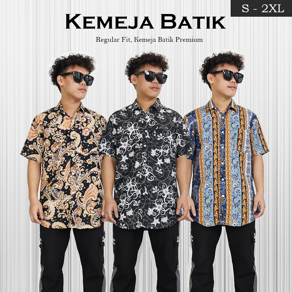 KEMEJA BATIK LELAKI LENGAN PENDEK Batik Shirt Baju Batik Lelaki Size Malaysia Batik Indonesia Shopee Malaysia