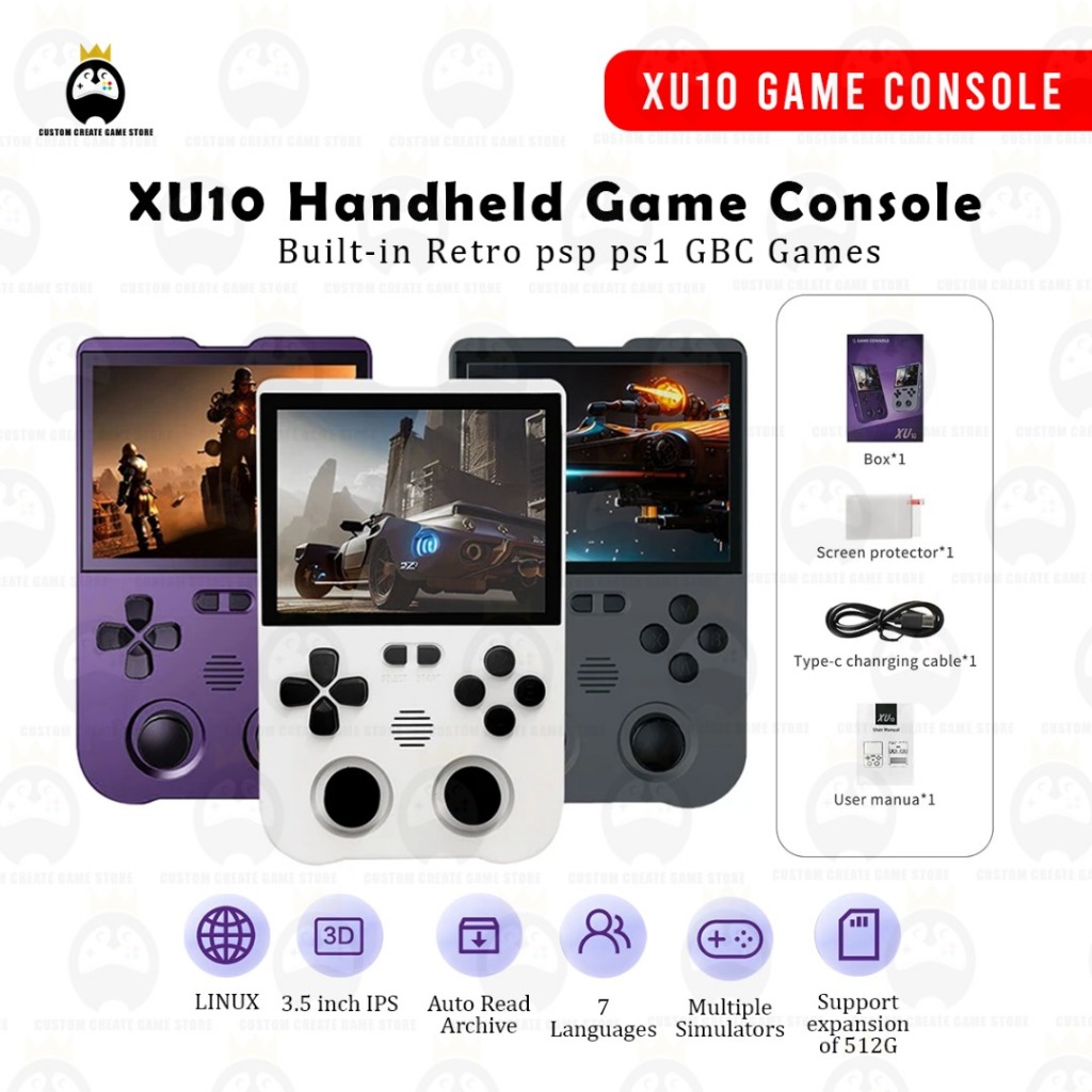 XU10 Handheld Game Console Built-in Retro Psp Ps1 GBA GBC Games ...