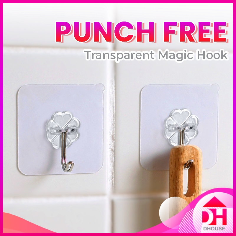 Heavy Duty Self Adhesive Transparent Wall Hanger Stainless Steel Hook ...