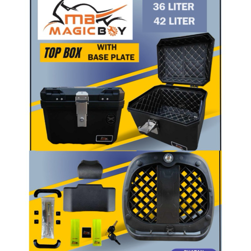 MAGIC BOY TOP BOX TOP CASE 36 LITER 45 LITER (INCLUBE BASE PLATE ...