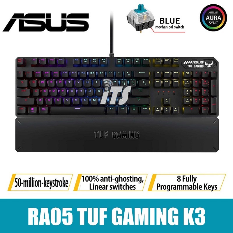 Asus RA05 TUF Gaming K3 Keyboard with Aura Sync RGB (Blue/Red