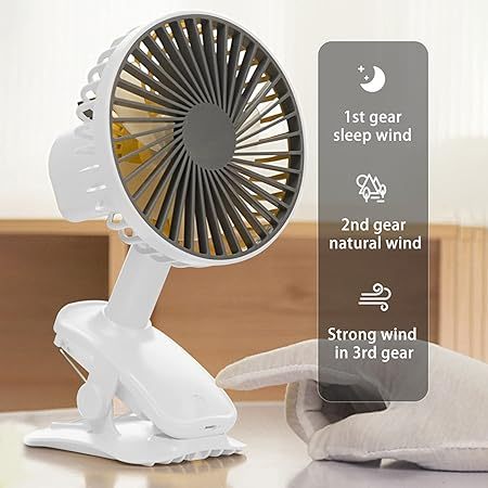 3 Speed Rotating Mini Fan USB Rechargeable Portable Stroller Fan ...