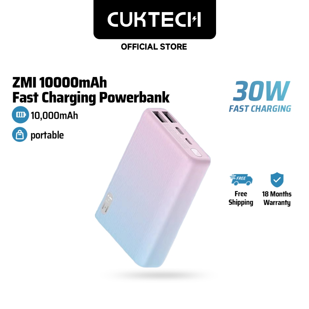 ZMI Power Bank Mini Powerbank 10000mAh Capacity Multi-port 20W Max ...