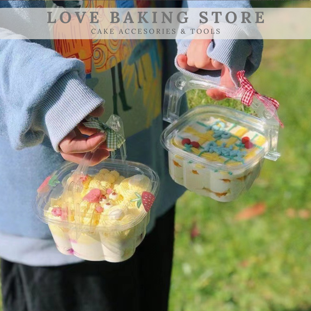 LBS • (50pcs) Handy Basket Transparent Cake Box Mousse Box Pudding ...
