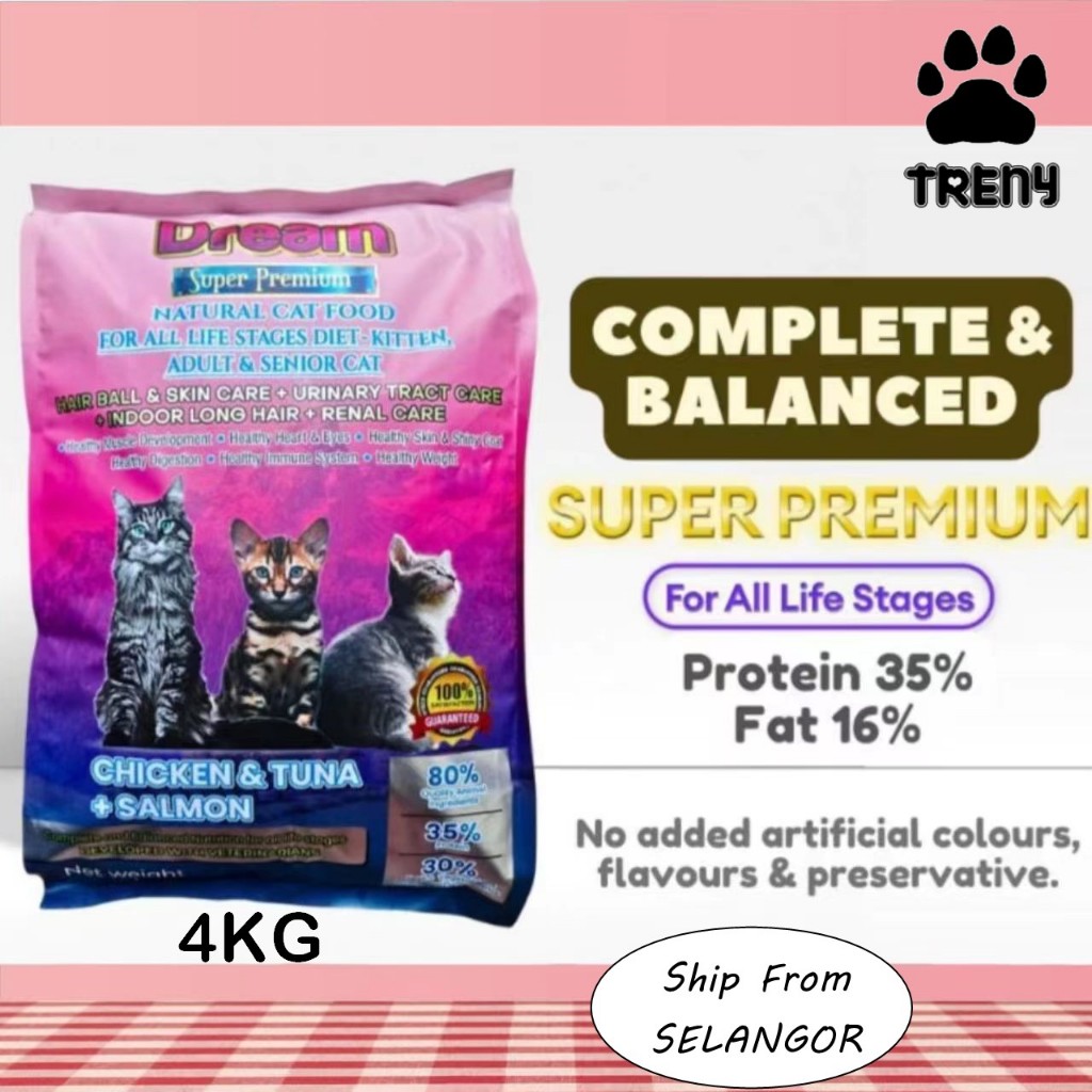 Dream Cat Food 4Kg Super Premium Complete Balance For All Life Stage ...