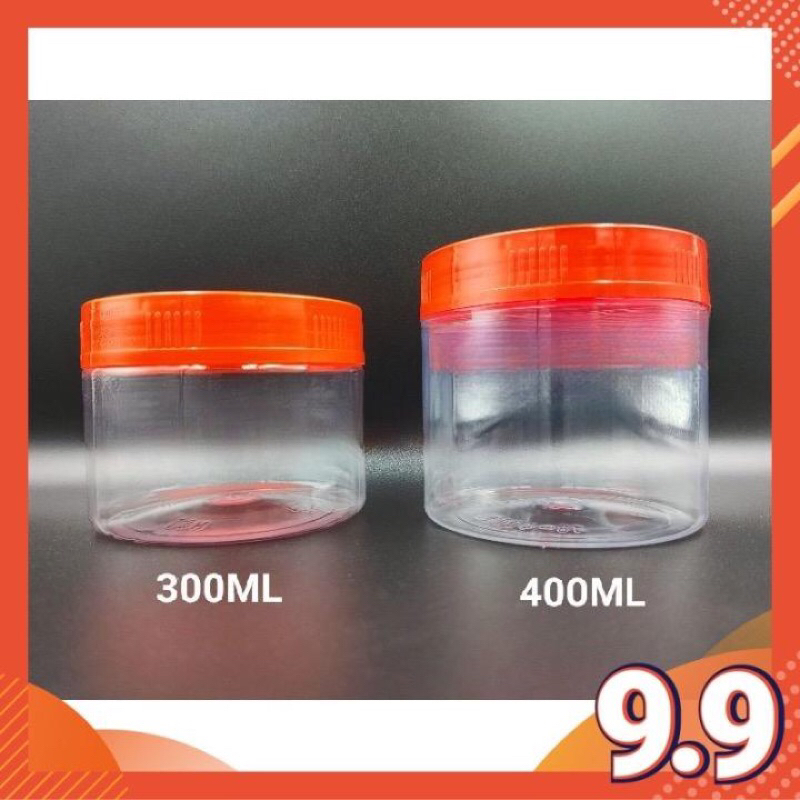 300ML/400ML Red Cap Plastic Containers / Balang Kuih Raya Tutup Merah ...