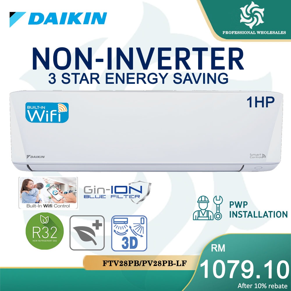 Daikin 1 0hp 3 0hp R32 Air Conditioner R32 Non Inverter Ftv P Series