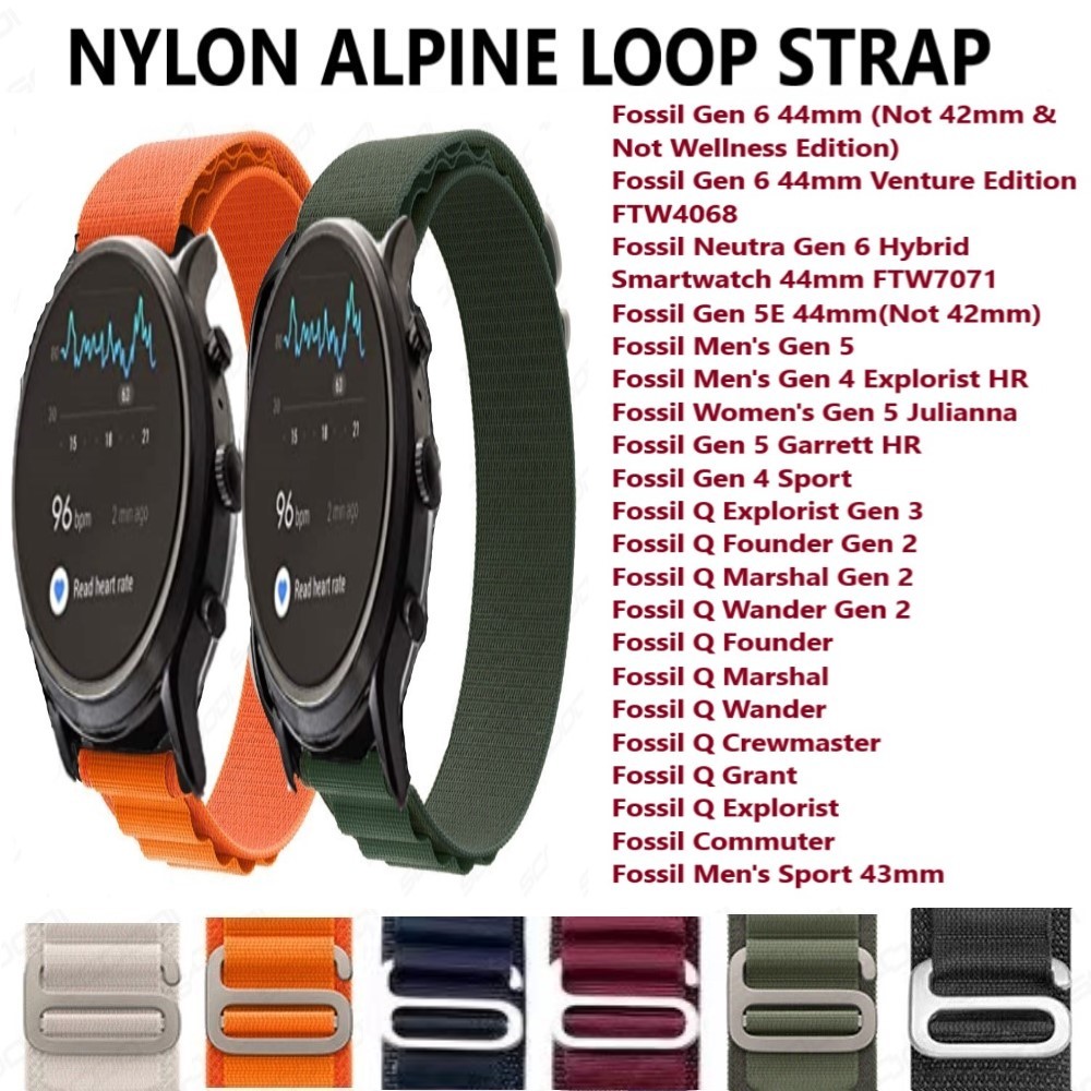 Ready Stock] Alpine Loop Nylon Strap Band for Fossil Gen 6 44mm Gen 5E