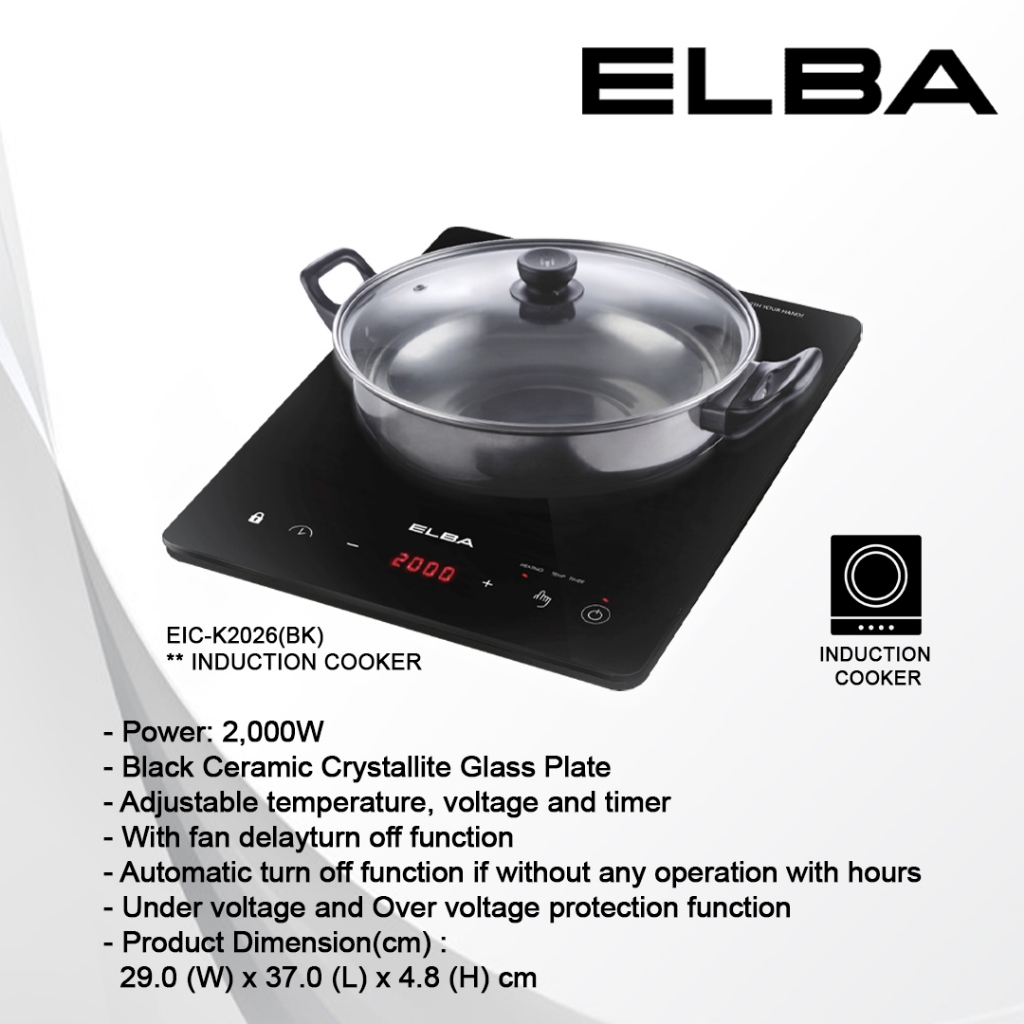 ELBA Ceramic Cooker ECC-J2015(BK) / Induction Cooker EIC-K2026(BK ...