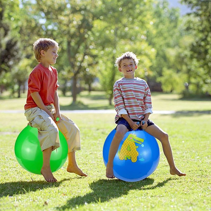 Color Inflatable Bouncing Ball Kids Jumping Ball Hop Ball with Handle ...
