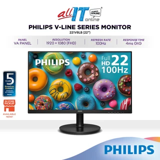 Philips 221V8LB 22" FHD VA Monitor | 100Hz | Adaptive Sync | LowBlue Mode | Flicker Free | 1080p