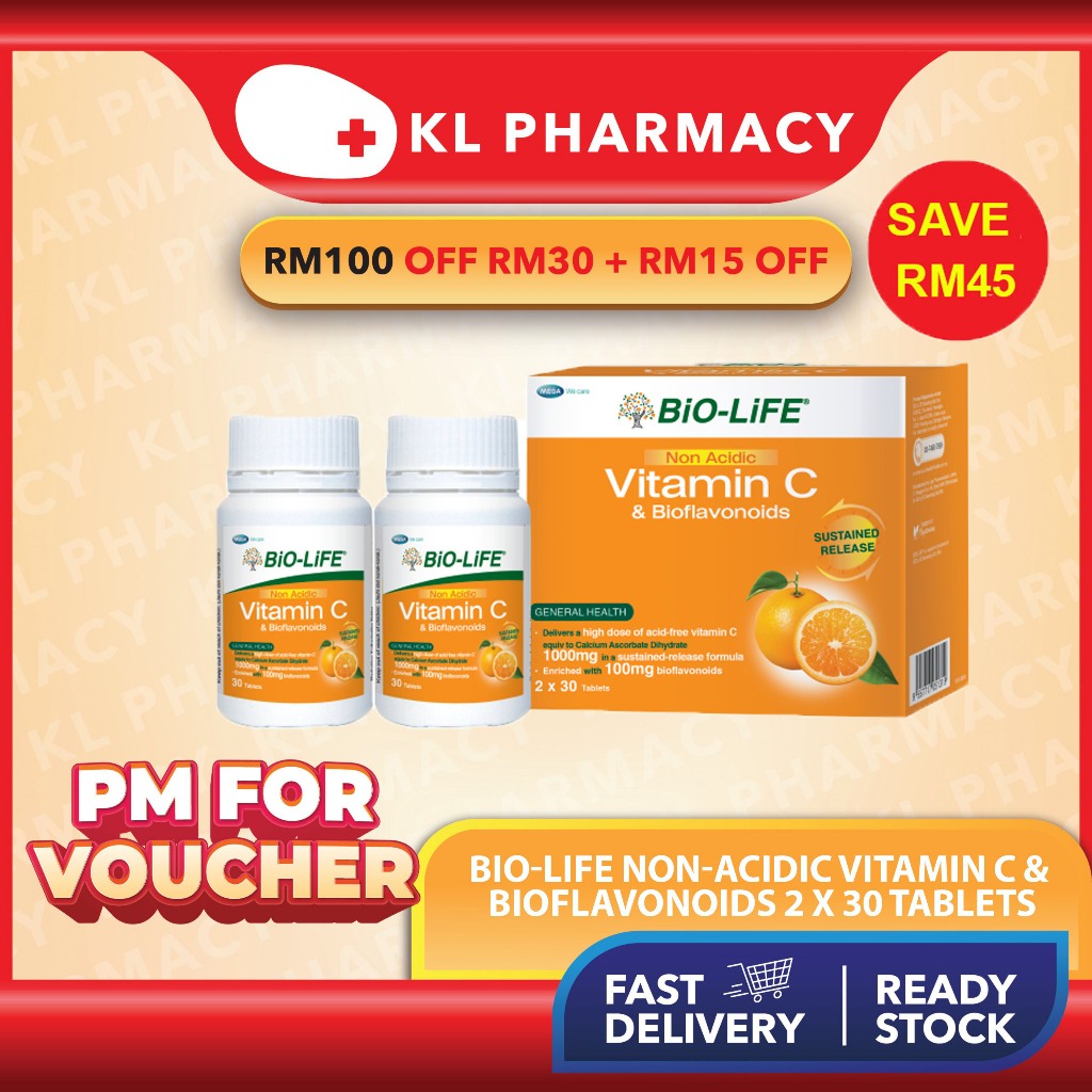 BiOLiFE NonAcidic Vitamin C & Bioflavonoids 2 x 30 tablets (EXP 3/25