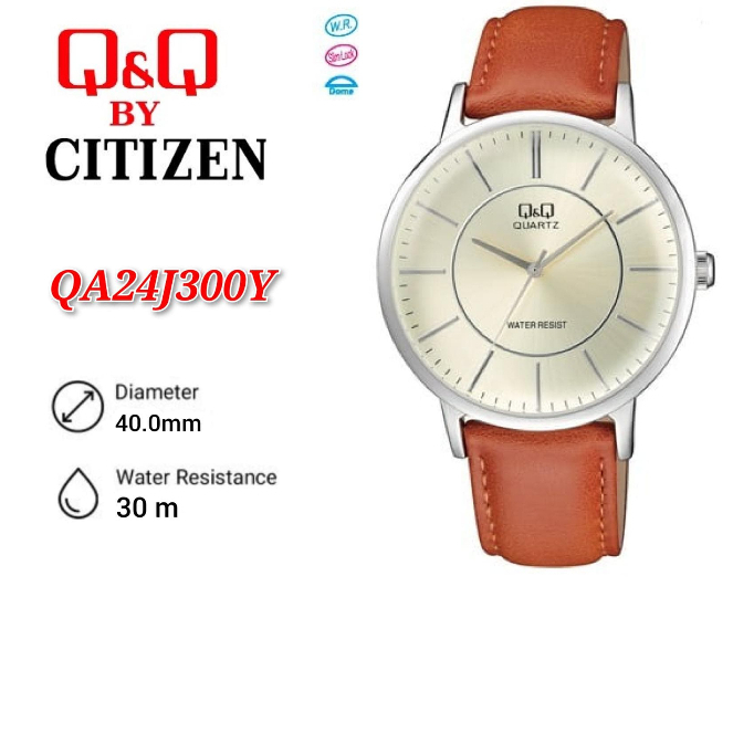 Q&Q Japan by Citizen Men's Leather Analogue Watch QA24 / QA24J300Y ...