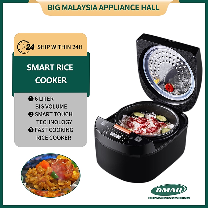 6L multi-function rice cooker with smart screen non-stick inner pot ...