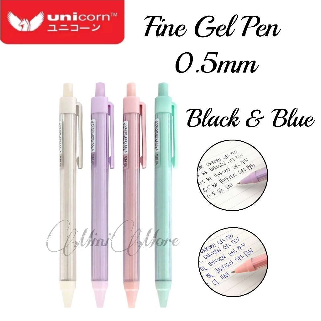 (MiniMore) Unicorn Fine Gel Pen -0.5mm (Black & Blue) | Shopee Malaysia