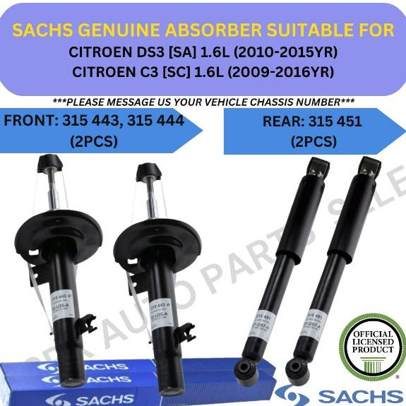 2x Shock Absorbers Rear for Citroen C3 II SC DS3 SA 1.0 1.1 1.2 1.4 1.6 5206VW | UK
