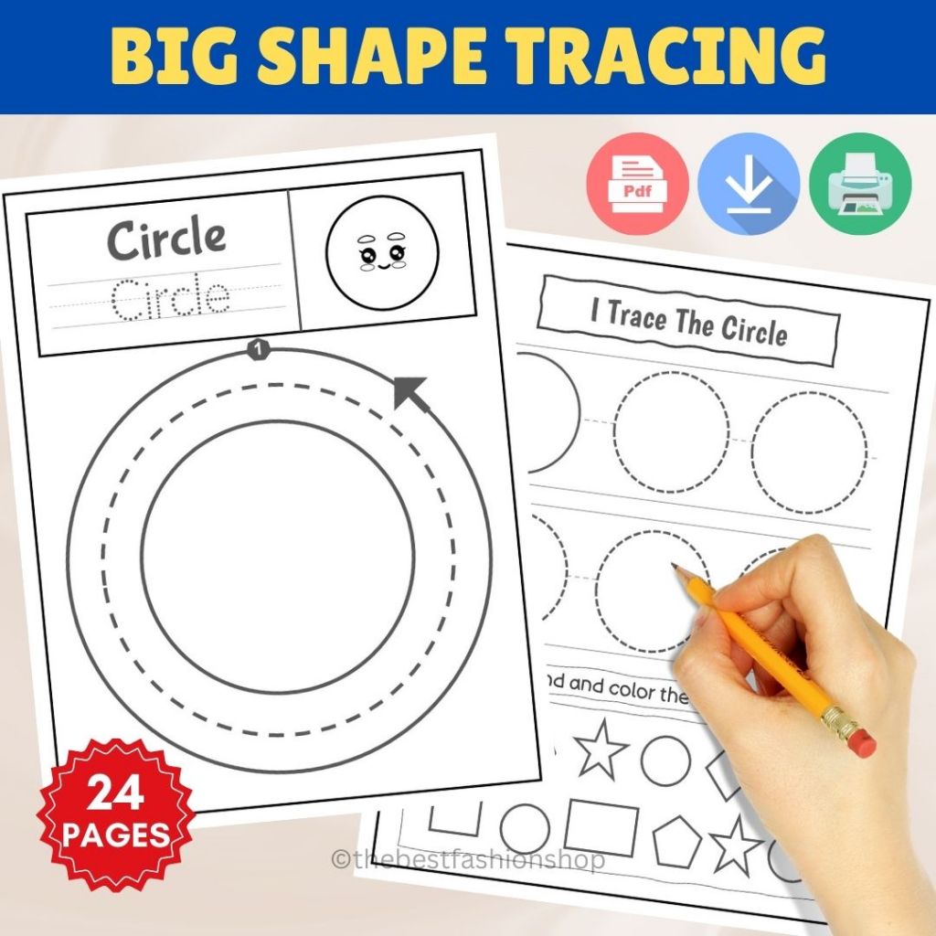 A005 [Softcopy PDF] Shape Tracing Printable Worksheet Activity Pages ...