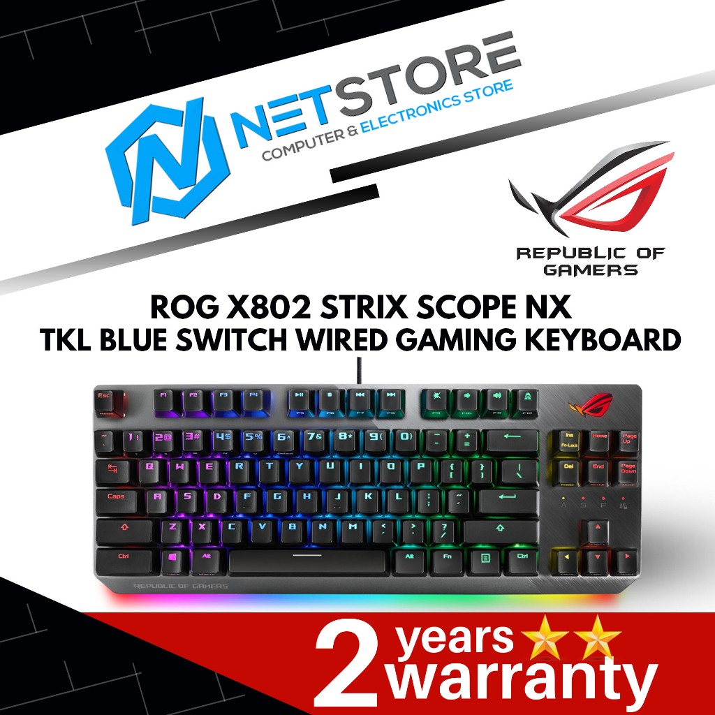 ASUS ROG STRIX X802 STRIX SCOPE NX TKL BLUE SWITCH WIRED GAMING ...