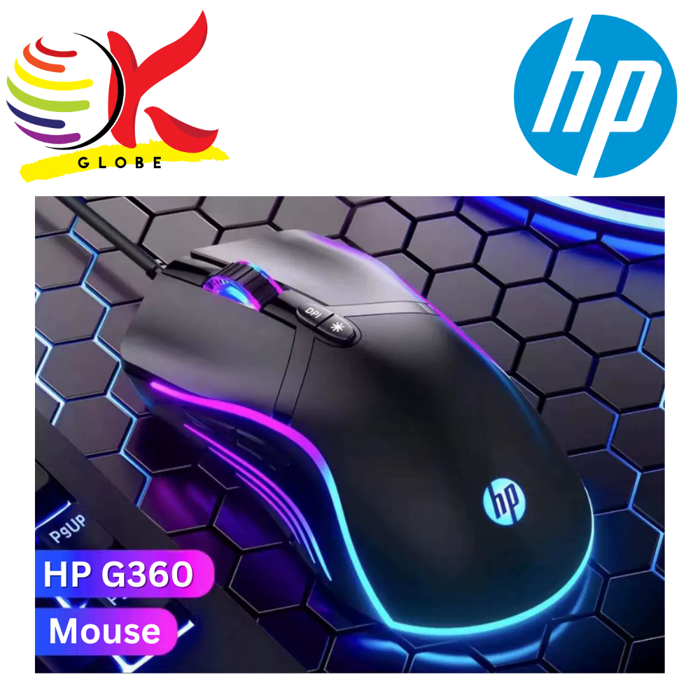 HP G360 4800 DPI WIRED USB GAMING MOUSE WITH RGB LIGHT, 7 BUTTONS, 6