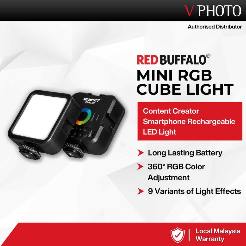 Red Buffalo Mini RGB Cube Camera / Smartphone 7W Compact Lightweight ...