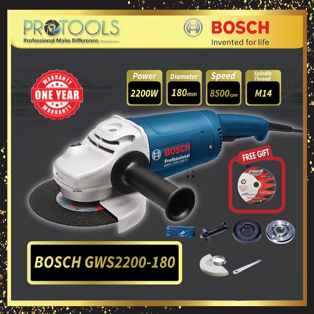 BOSCH GWS2200-180 (GWS 2200-180) CORDED ANGLE GRINDER 7 2200W FOC ...